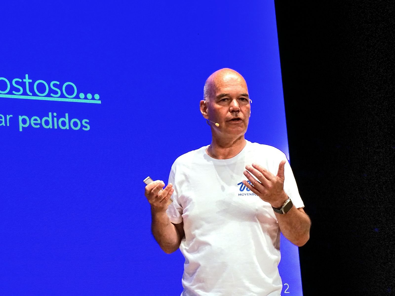 Speaking to an audience at a public event